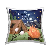 Stupell Industries Mountainside Camping Landscape Roasting Marshmallows Scene Throw Pillow, 18" x 18"