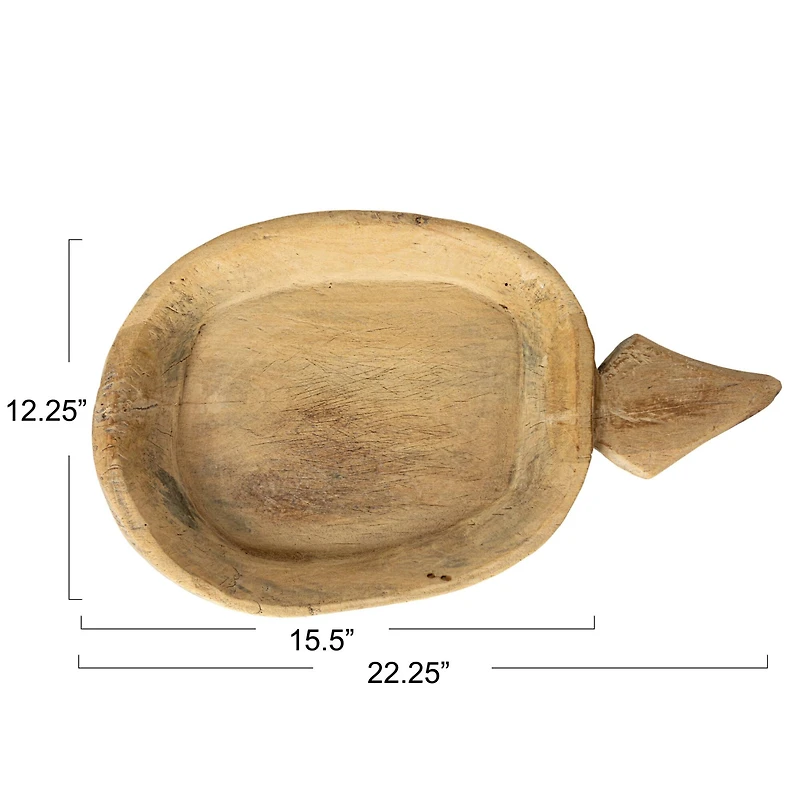 Hello Honey® 18" Natural Rustic Reclaimed Wood Bowl with Handles