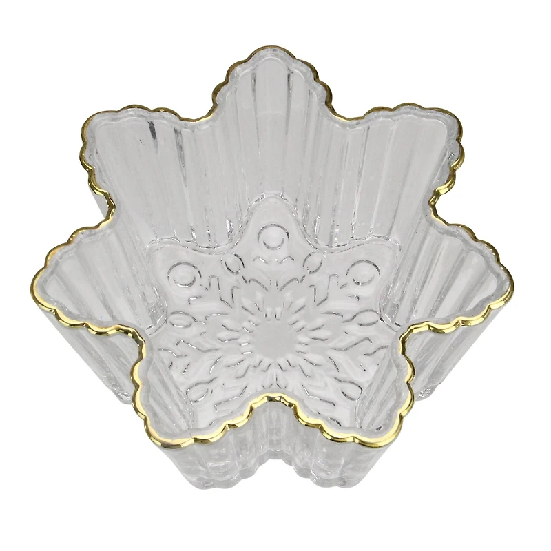 5.75" Clear & Gold Snowflake Candy Dish Serving Bowl