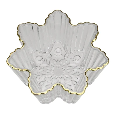 5.75" Clear & Gold Snowflake Candy Dish Serving Bowl