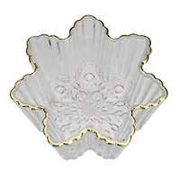 5.75" Clear & Gold Snowflake Candy Dish Serving Bowl