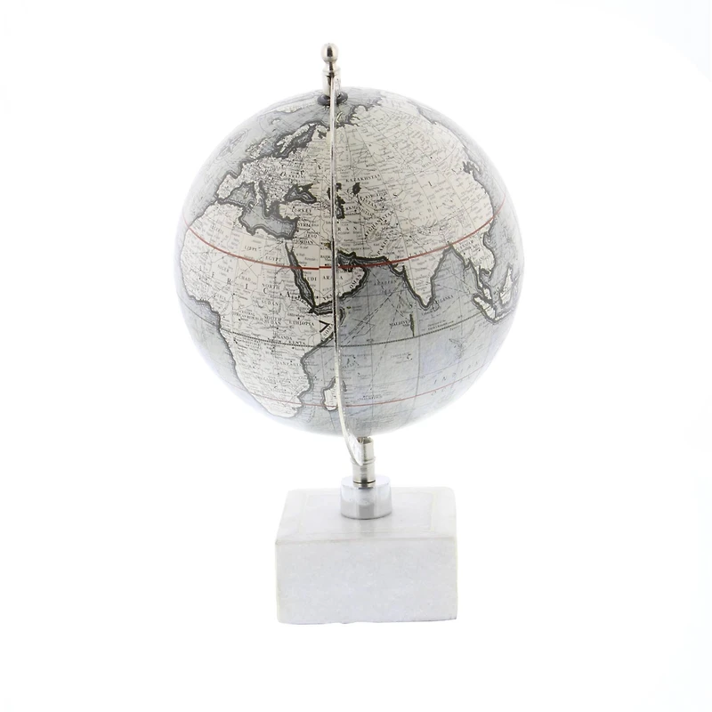 13" White Ceramic & Metal Contemporary Globe