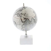 13" White Ceramic & Metal Contemporary Globe