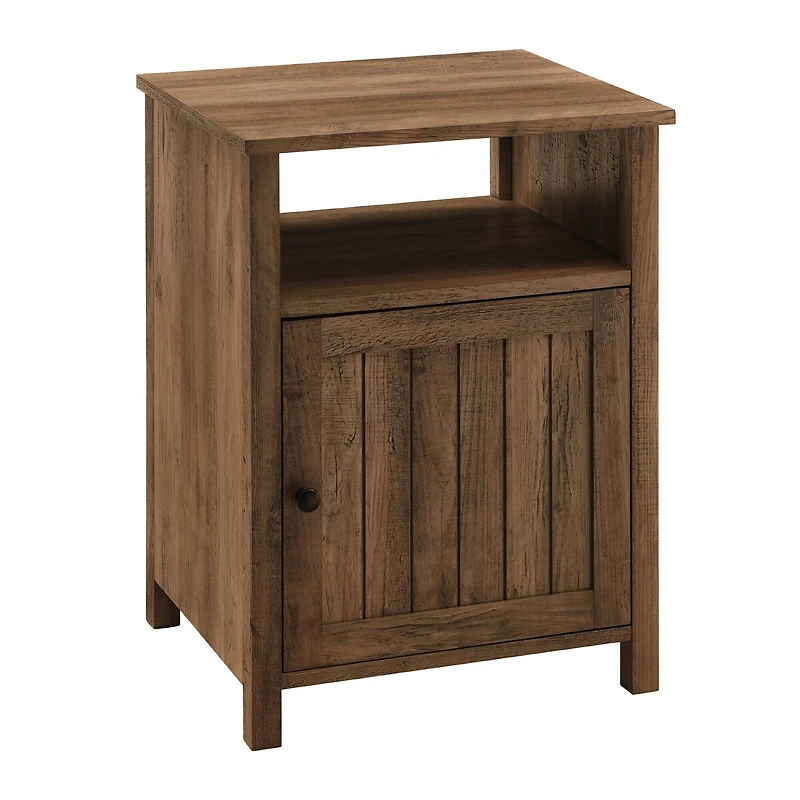 Walker Edison 18" Reclaimed Barn Wood Side Table with Grooved Door