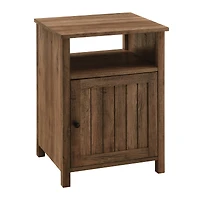 Walker Edison 18" Reclaimed Barn Wood Side Table with Grooved Door