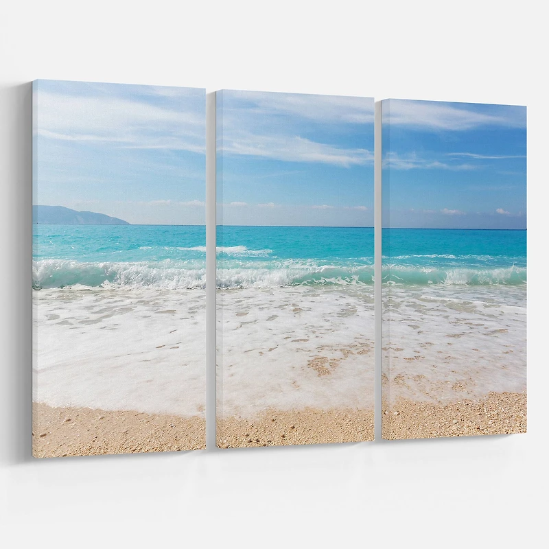 Designart - White Waves Kissing Beach Sand