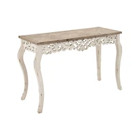 White Farmhouse Wood Console Table, 30" x 46"