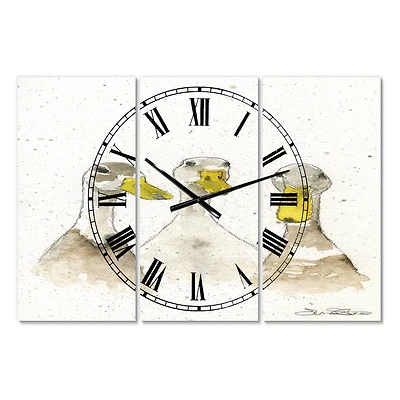 Designart Three White Ducks Farmhouse Multipanel Wall Clock