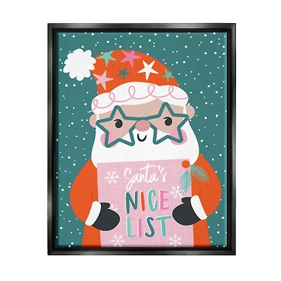 Stupell Industries Santa's Nice List Falling Snow Framed Floater Canvas Wall Art