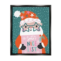 Stupell Industries Santa's Nice List Falling Snow Framed Floater Canvas Wall Art