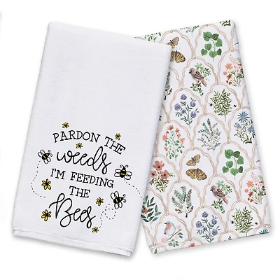Weeds Feeding Bees Tea Towel Set