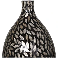 22" Black Mother of Pearl Handmade Mosaic Floral Inspired Vase