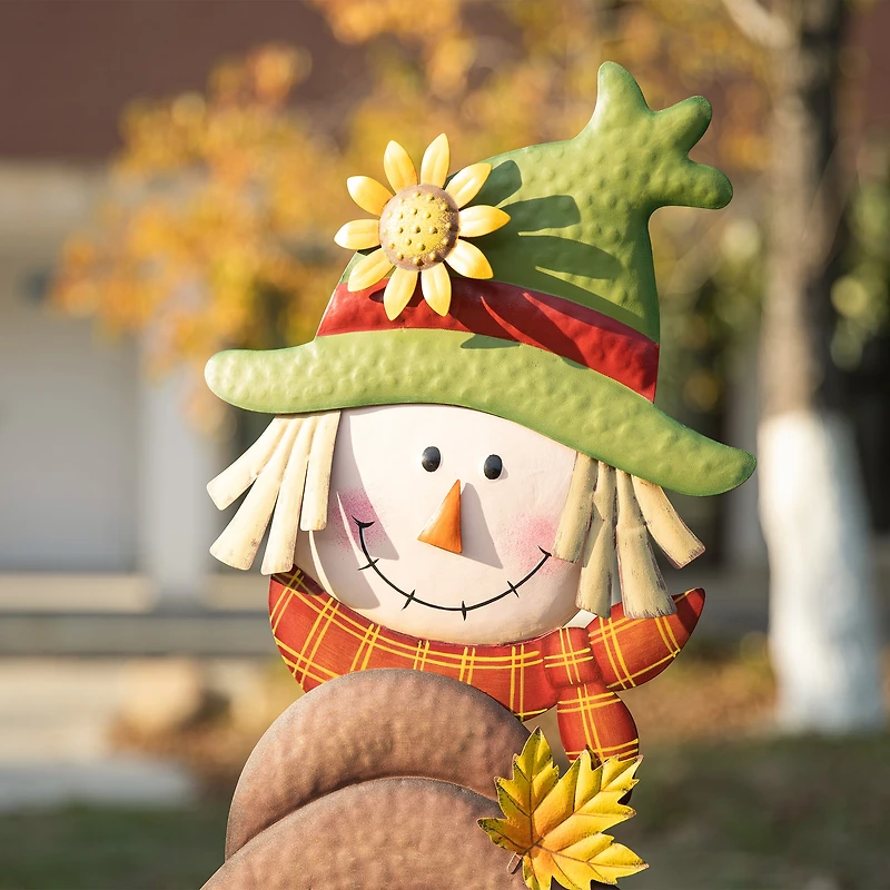 Glitzhome® 4ft. Fall Metal Stacked Scarecrow Yard Stake