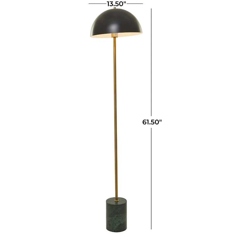 Black Metal Umbrella Style Floor Lamp with Marble Base 14" x 14" x 62"