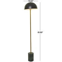 Black Metal Umbrella Style Floor Lamp with Marble Base 14" x 14" x 62"
