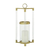 The Novogratz Gold Stainless Steel Contemporary Lantern, 23" x 11" x 11"