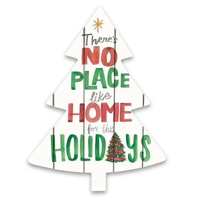 No Place Like Home for the Holidays Tree Shaped Pallet Wood Wall Art