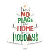 No Place Like Home for the Holidays Tree Shaped Pallet Wood Wall Art