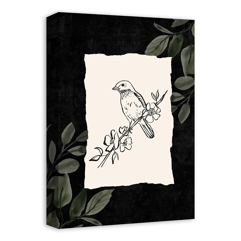 Bird On Leaf 12" x 18" Canvas Wall Art