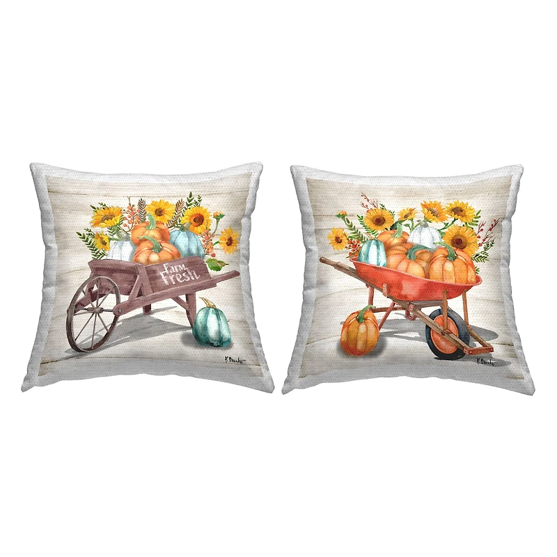 Stupell Industries Fall Harvest Wagons Outdoor Printed Pillow