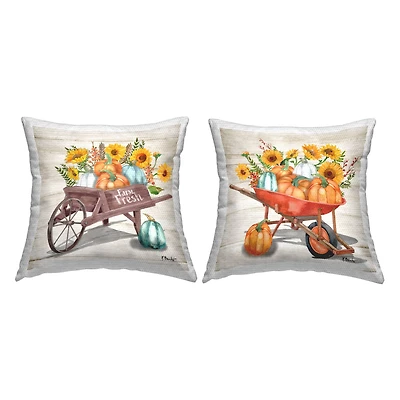 Stupell Industries Fall Harvest Wagons Outdoor Printed Pillow