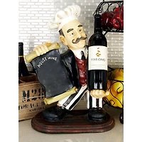 20" Black Polystone Traditional Decorative Chalkboard Sign with Wine Holder