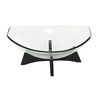 21" Clear Glass Kitchen Serving Bowl with Black Wooden Stand