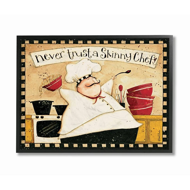 Stupell Industries Never Trust a Skinny Chef with Happy Cook Phrase Framed Wall Art