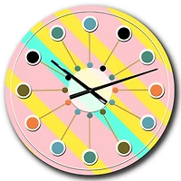 Designart 'Memphis Retro Neon Pattern Mid-Century Modern Wall Clock