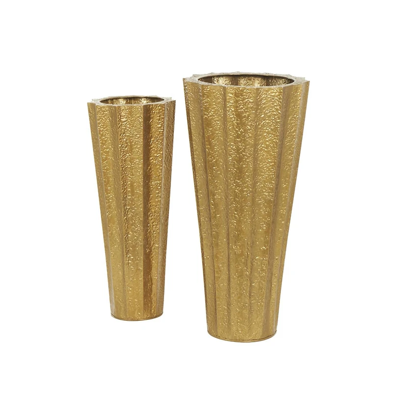 Gold Textured Floor Vase Set