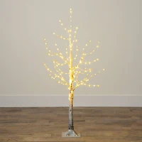 4ft. Pre-Lit White Birch Artificial Christmas Tree, Warm White LED Lights