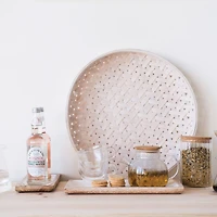 Hello Honey® White Enameled Mango Wood Tray Set