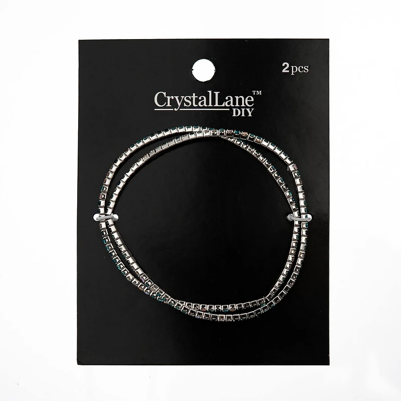 Crystal Lane DIY Silver & Multi Blue Rhinestones Bracelets, 2ct.