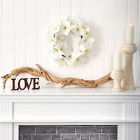 18'' White Amaryllis Wreath