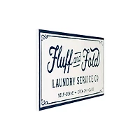 36" White with Blue Fluff and Fold Text Metal Wall Sign