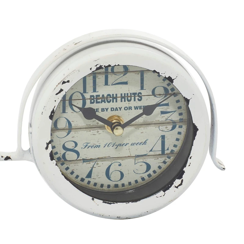 15" White Metal Farmhouse Bicycle Clock