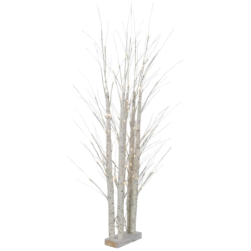 4ft. Pre-Lit White Birch Twig Tree Cluster Christmas Decoration, Warm White LED Lights