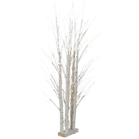 4ft. Pre-Lit White Birch Twig Tree Cluster Christmas Decoration, Warm White LED Lights
