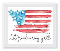 Let Freedom Ring Y'all White Framed Print Under Plexiglass