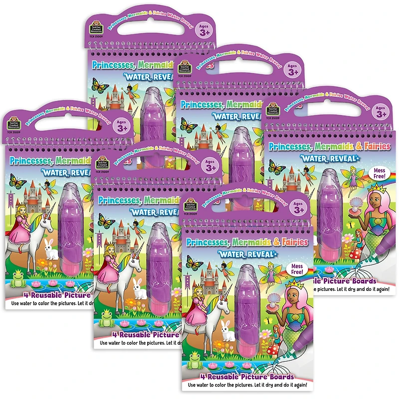 Teacher Created Resources Princesses, Mermaids & Fairies Water Reveal Book Set, 6ct.