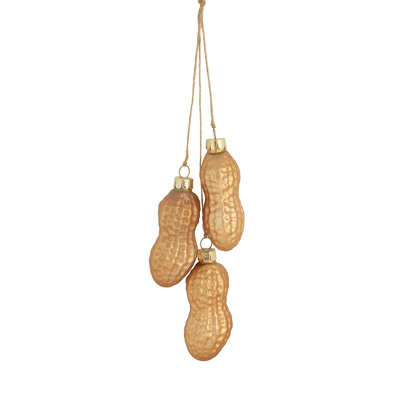 Gold & Bronze Glass Peanut Cluster Christmas Ornament