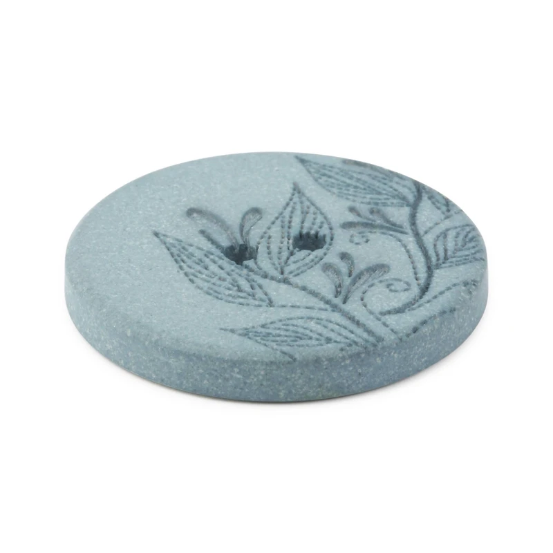 Dritz® 28mm Dark Turquoise Recycled Hemp Round Floral Button, 3ct.