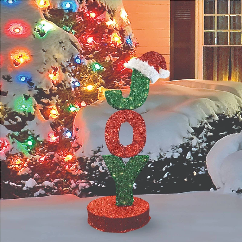 3.5ft. Rotating Red & Green Lighted JOY Christmas Sign