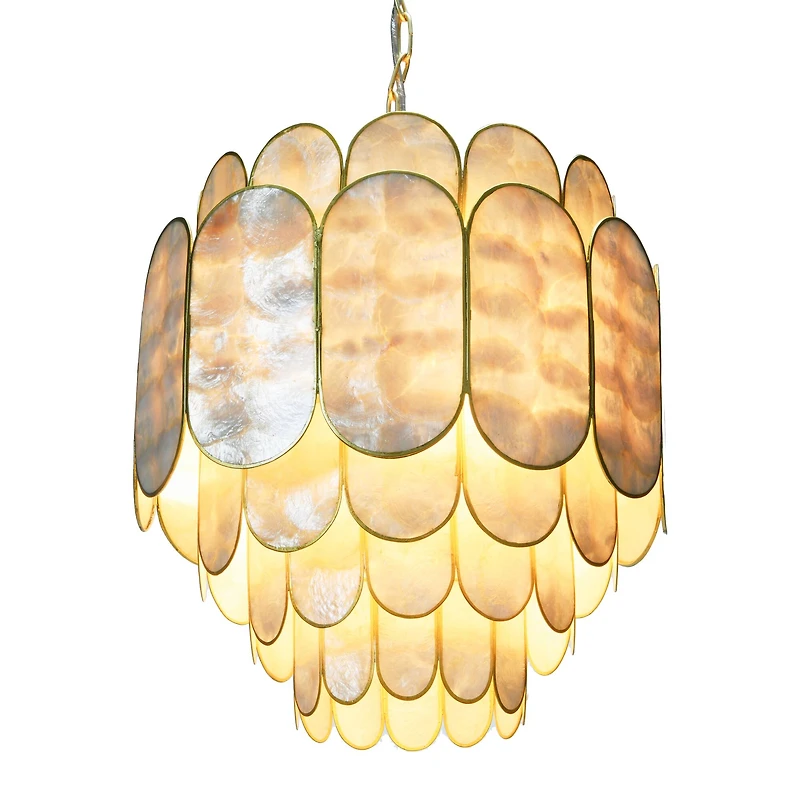 Hello Honey® 17.5" 4-Tier Capiz and Metal Chandelier