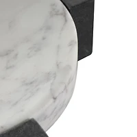 8.25" White Marble Round Tray with Black X-Shaped Base
