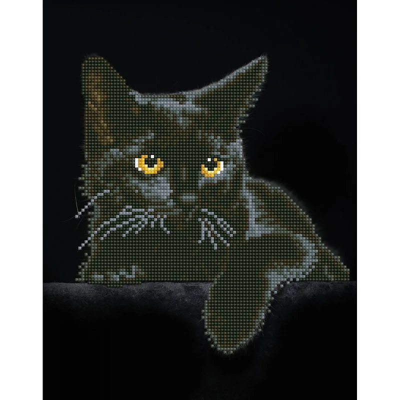 Diamond Dotz® Intermediate Midnight Cat Pre-Framed Diamond Painting Kit