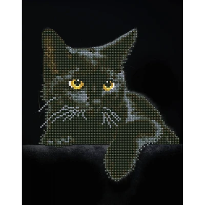 Diamond Dotz® Intermediate Midnight Cat Pre-Framed Diamond Painting Kit