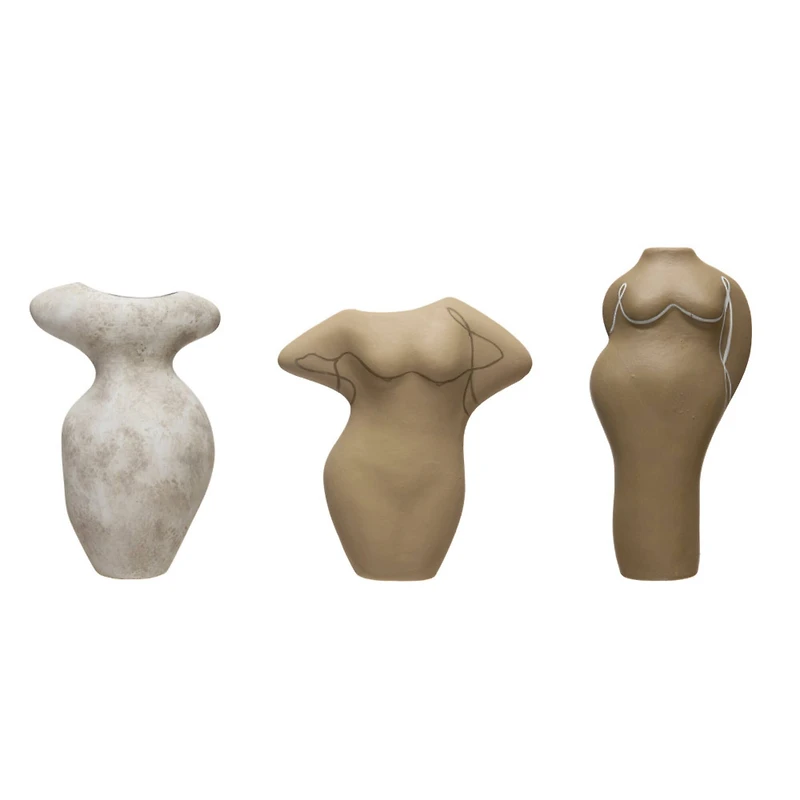 Hello Honey® Terracotta Figurine Vases Shaped As A Body Set, 3ct.