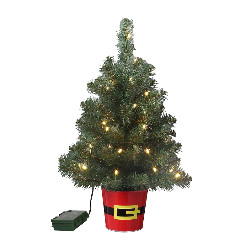 20" Pre-Lit Night Night™ Classic Pine Artificial Tabletop Christmas Tree in Santa Belt Base