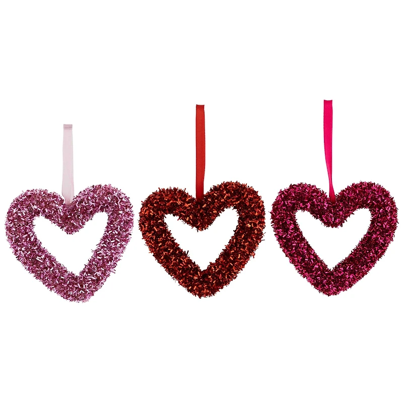 4" Shimmering Tinsel Hearts Valentine's Day Hanging Wall Décor, 18ct.